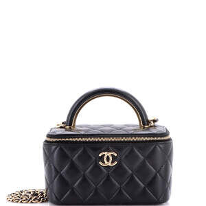 Chanel Small Charming Handle Vanity Case with Chain Quilted Lambskin